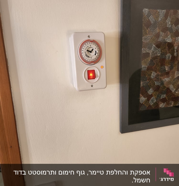 שעון טיימר ומתג דולק על קיר